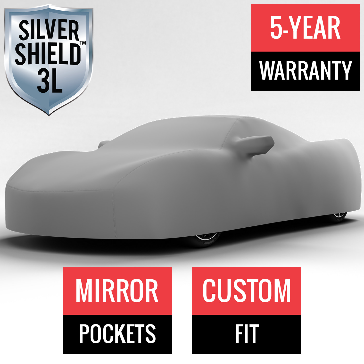 Silver Shield 3L - Car Cover for Chevrolet Corvette Grand Sport 2021 Convertible 2-Door with HIGH Wing Spoiler