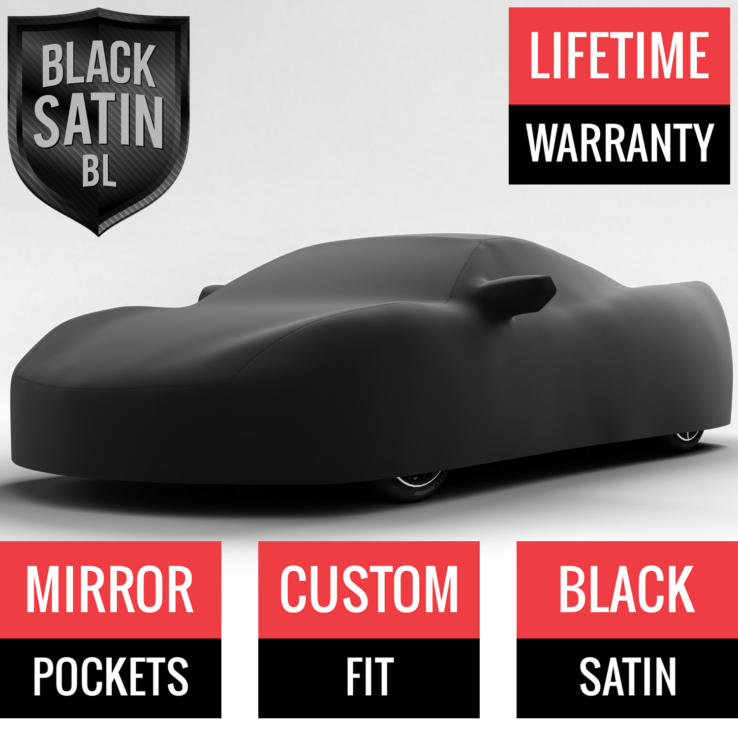 Black Satin BL - Black Car Cover for Chevrolet Corvette Grand Sport 2020 Coupe 2-Door
